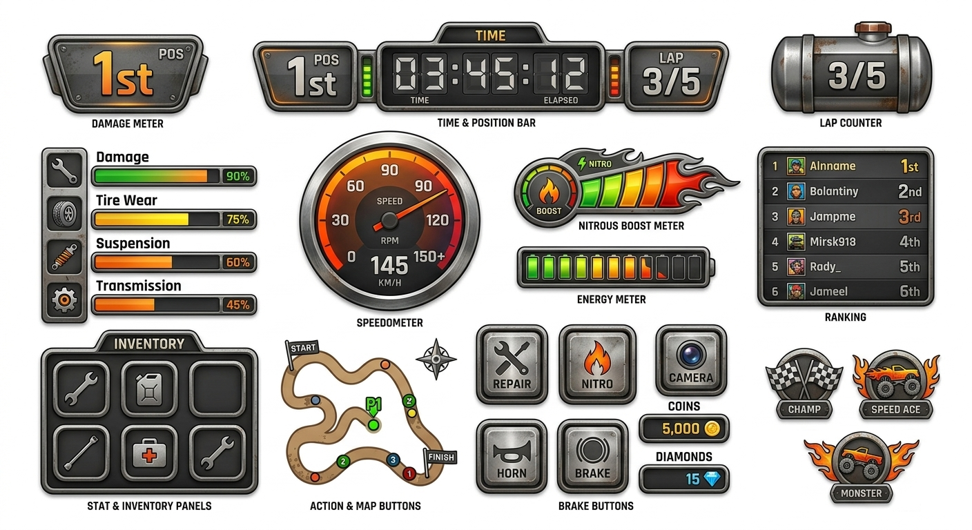 Racing Game HUD Kit