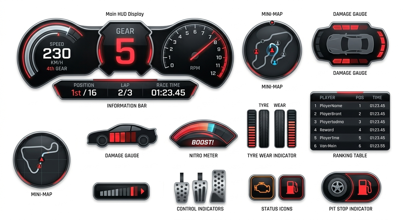 Racing Game HUD Kit